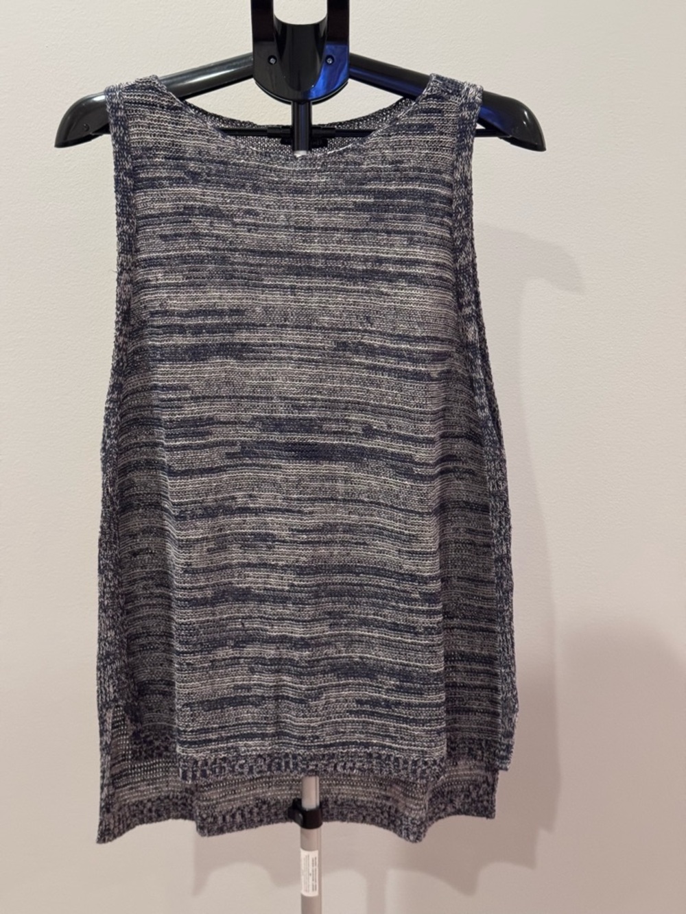 Eileen Fisher Women's Linen Knit Sleeveless Sweater in Navy Heather - Size L